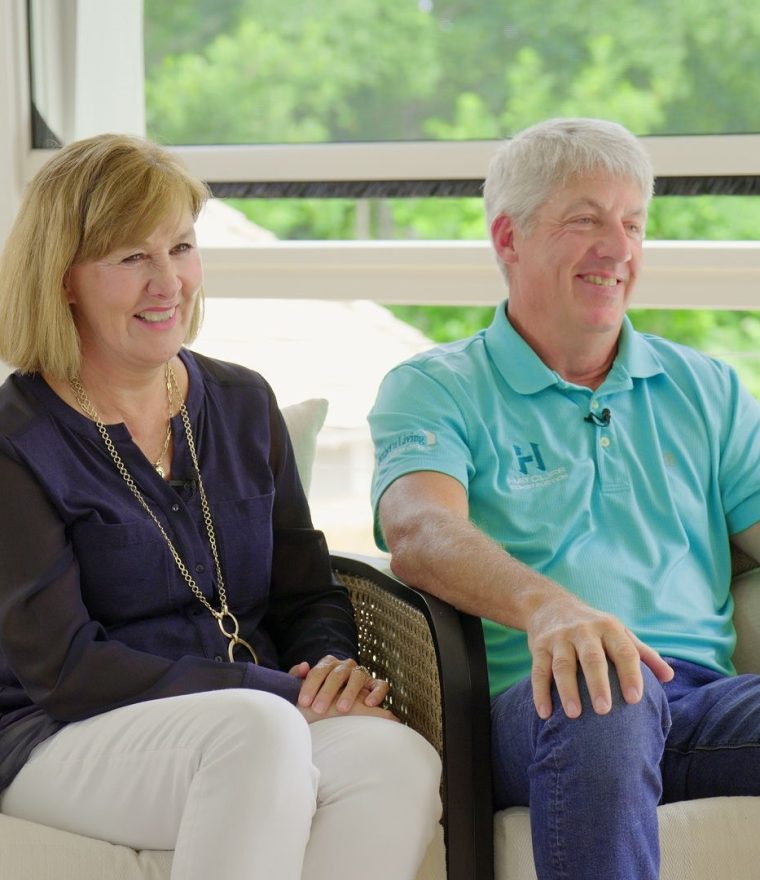 Patrick and Mary of Hatcliff Contstruction sitting side by side and smiling